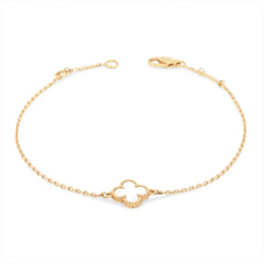 Van Cleef & Arpels Sweet Alhambra Mother Of Pearl MOP Bracelet Yellow Gold