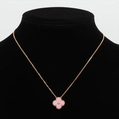 Van Cleef & Arpels Vintage Alhambra Pink Porcelain Diamond Limited Edition Necklace 2015