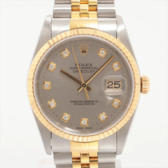 Rolex Datejust 36mm Two Toned with Diamond Dial Silver Face