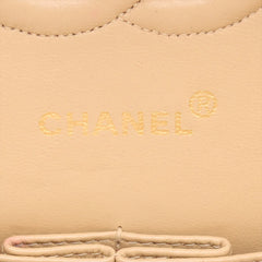Chanel Chevron Lambskin Double Flap 24k Gold Classic Flap Beige