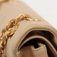 Chanel Chevron Lambskin Double Flap 24k Gold Classic Flap Beige