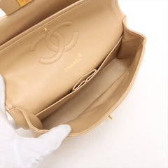 Chanel Chevron Lambskin Double Flap 24k Gold Classic Flap Beige