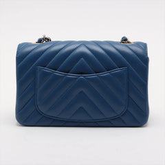 Chanel Mini Rectangular Chevron Navy Lambskin Crossbody Bag