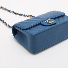 Chanel Mini Rectangular Chevron Navy Lambskin Crossbody Bag