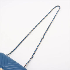 Chanel Mini Rectangular Chevron Navy Lambskin Crossbody Bag