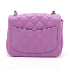 Chanel Mini Square Purple Flap Crossbody Bag Microchipped