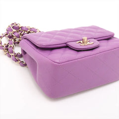 Chanel Mini Square Purple Flap Crossbody Bag Microchipped