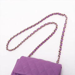 Chanel Mini Square Purple Flap Crossbody Bag Microchipped