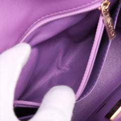 Chanel Mini Square Purple Flap Crossbody Bag Microchipped