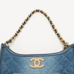 Chanel Hobo Denim Chain 2 way Shoulder Bag (microchipped)