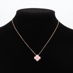Van Cleef & Arpels Vintage Alhambra Holiday Pink Porcelain diamond Necklace