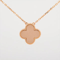 Van Cleef & Arpels Vintage Alhambra Holiday Pink Porcelain Diamond Limited Edition Necklace