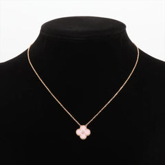 Van Cleef & Arpels Vintage Alhambra Holiday Pink Porcelain Diamond Limited Edition Necklace