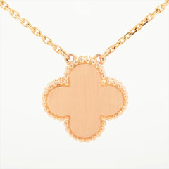 Van Cleef & Arpels Holiday Vintage Size Alhambra Pink Porcelain Diamond Necklace