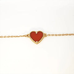 Van Cleef & Arpels Sweet Alhambra Hearts Carnelian Bracelet Pink Gold