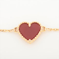 Van Cleef & Arpels Sweet Alhambra Hearts Carnelian Pink Gold Bracelet