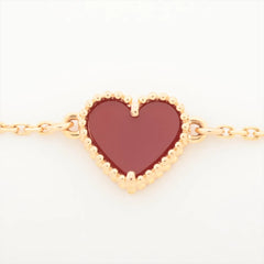 Van Cleef & Arpels Sweet Alhambra Hearts Carnelian Pink Gold Bracelet