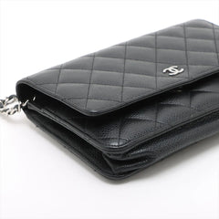 Chanel Caviar Wallet on Chain Black Microchipped