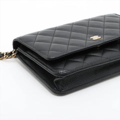 Chanel Caviar Wallet on Chain WOC Black Microchipped