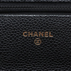 Chanel Caviar Wallet on Chain WOC Black Microchipped
