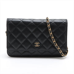 Chanel Caviar Wallet on Chain WOC Black Microchipped