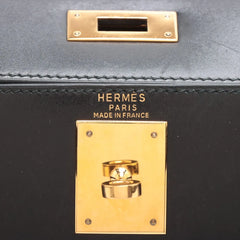 Hermes Kelly 28 Box Leather Noir Y Circle Stamp