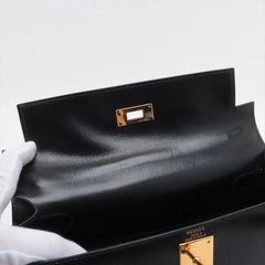 Hermes Kelly 28 Box Leather Noir Y Circle Stamp