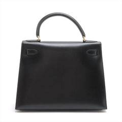 Hermes Kelly 28 Box Leather Noir Y Circle Stamp