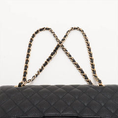 Chanel Medium/Large Caviar Double Classic Flap Black GHW