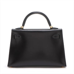 Hermes Mini Kelly Noir GHW Box Leather U Stamp Black