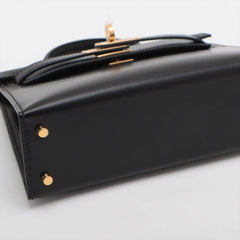 Hermes Mini Kelly Noir GHW Box Leather U Stamp Black