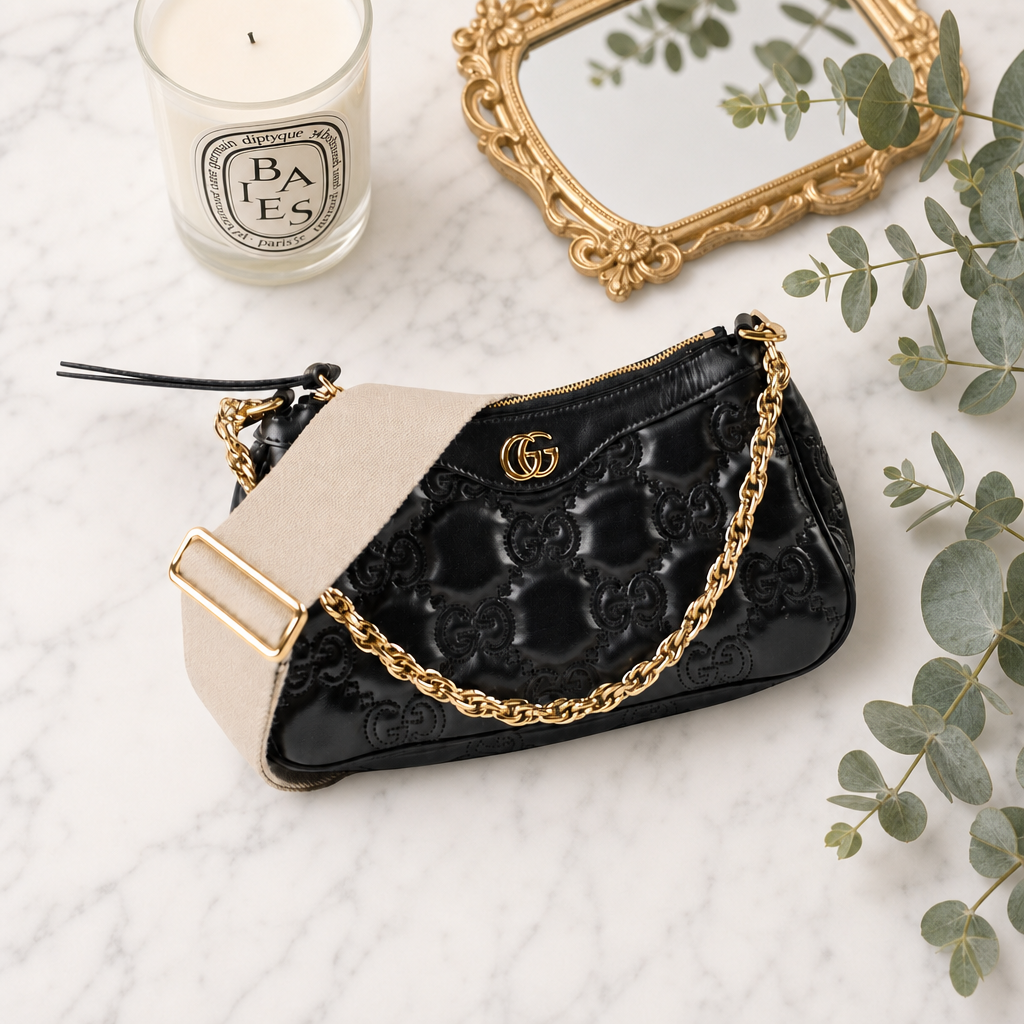 Gucci GG Matelasse Hobo Calfskin Black - Instagram styled