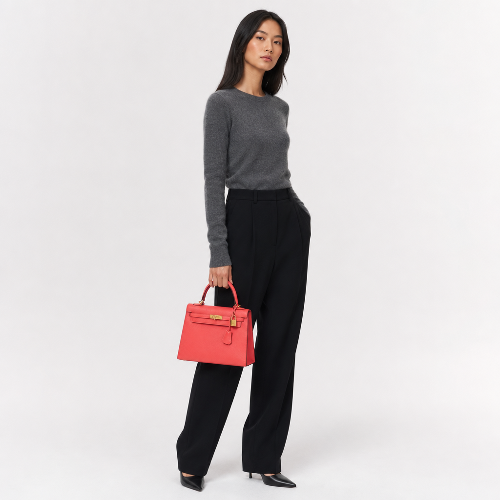 Hermes Kelly 25 Epsom Sellier Rose Jaipur X Stamp 2016 - On model