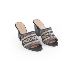 Dior Dway Navy Heeled Slides 37.5