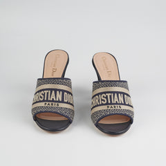 Dior Dway Navy Heeled Slides 37.5