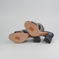 Dior Dway Navy Heeled Slides 37.5