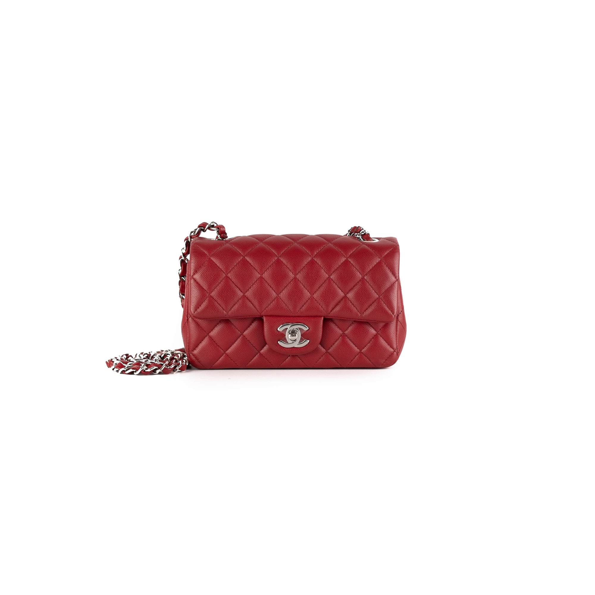 Chanel Caviar Rectangular Mini Bag Red - The Purse Affair