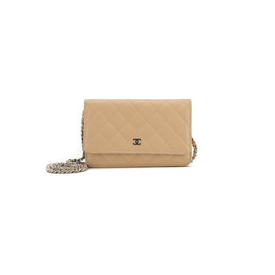 Chanel Quilted Classic Caviar WOC Wallet on Chain Beige_