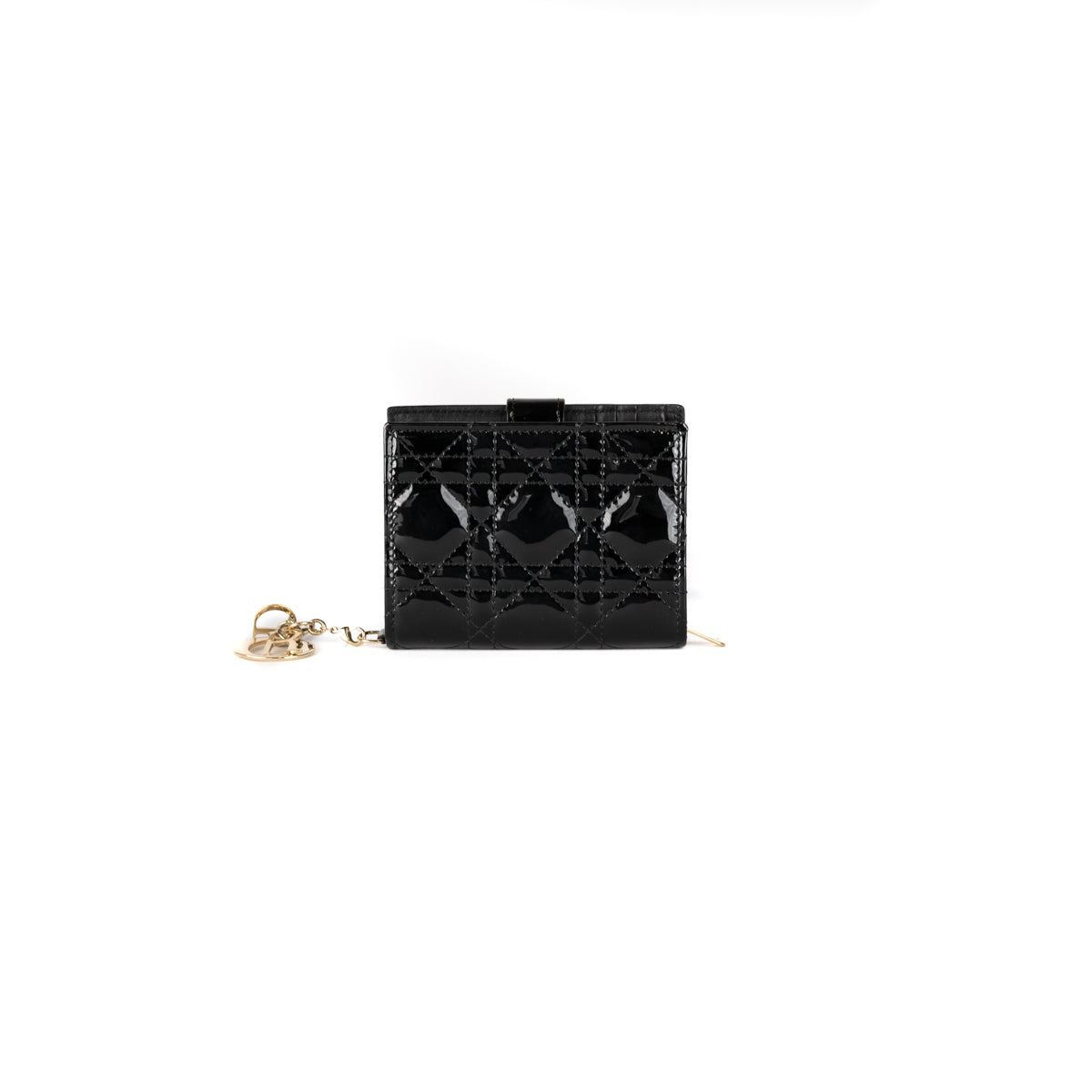 Dior Black Cannage Patent Leather Mini Lady Dior Wallet Dior  TLC
