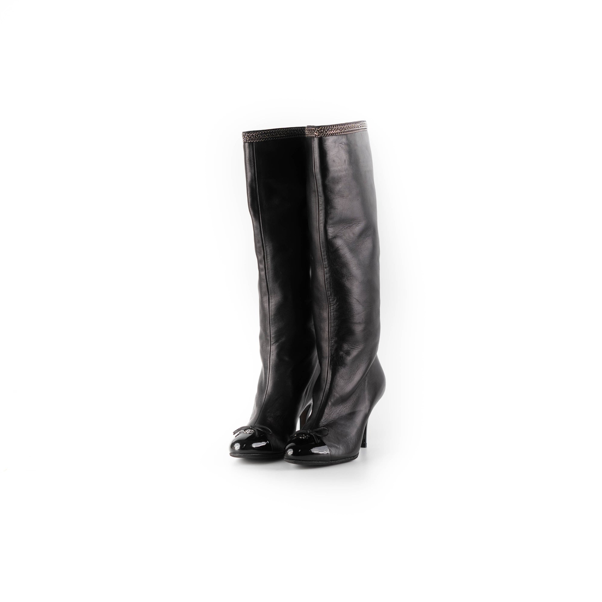 chanel long black boots size