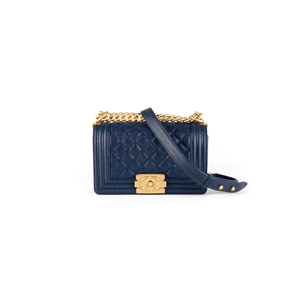 Chanel Blue Caviar Leather Boy Wallet Chanel