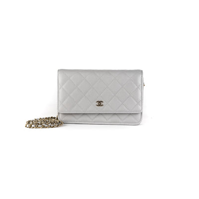 Chanel Quilted Caviar WOC Wallet on Chain Grey