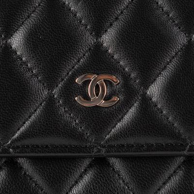 Chanel Quilted Lambskin Wallet On Chain WOC Black SHW