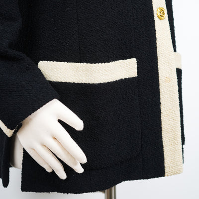 Chanel Coco Button 93P Wool Gown Coat Jacket 40 Black