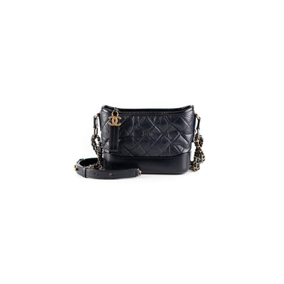 Chanel Quilted Small Gabrielle Hobo Dark Navy/Black