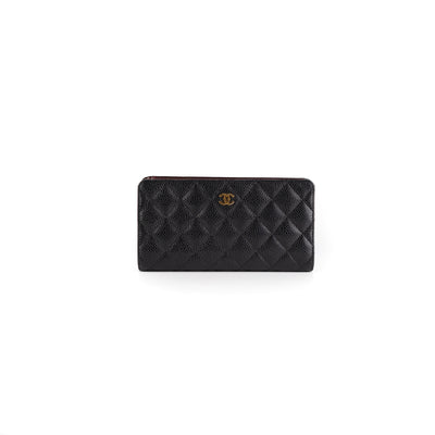 Chanel Quilted Caviar Full Size Bi-fold Wallet Black