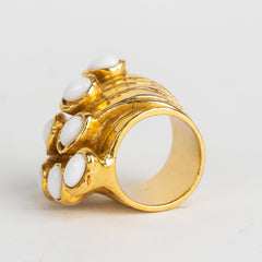 Saint Laurent Rive Gauche Arty Ring Gold and White