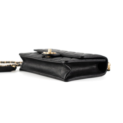 Chanel Quilted Pearl Flap Crossbody Bag Black