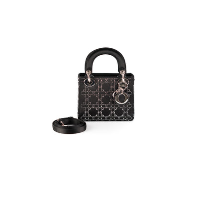 Dior Mini Lady Satin Bag Black