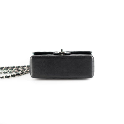 Chanel Mini Rectangular Chevron Caviar Bag Black
